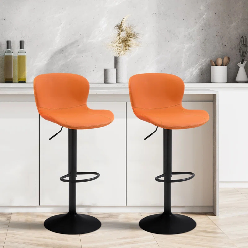 Illyas Swivel Upholstered Adjustable Height Counter Stool with Metal Frame