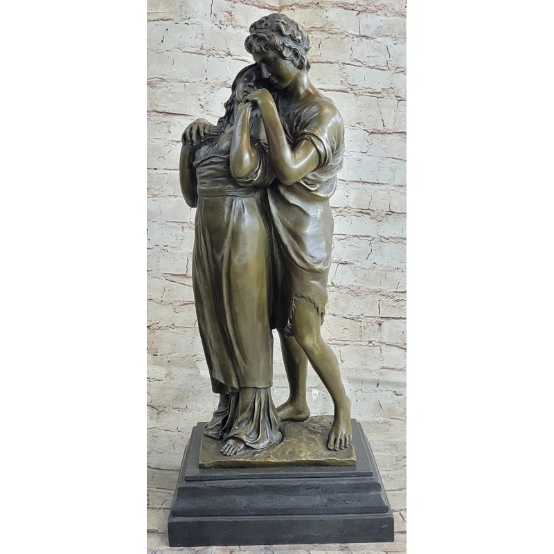 Red Barrel Studio® Romantic Lovers Romance Anniversary Wedding Slow Dance Bronze Sculpture Statue