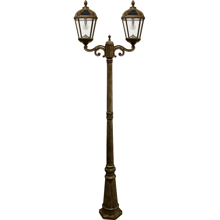 Gama Sonic Royal Brown 2-Light 89" H 300 Lumen Solar Powered Lamp Post (Full)