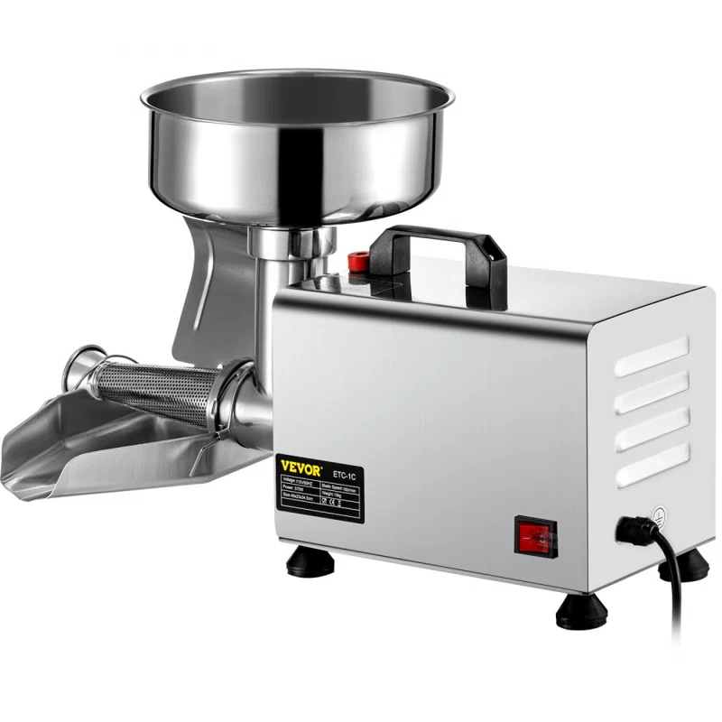 Stellweilan Tessberg 110V Electric Tomato Strainer 370W Commercial Grade Tomato Milling Machine Stainless Steel Tomato Press and Strainer 90-160 Kg/H Pure Copper Motor Food Strainer and Sauce Maker