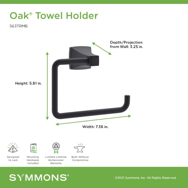 Symmons Oak Wall Mounted Bathroom Towel Ring 563TRMB
