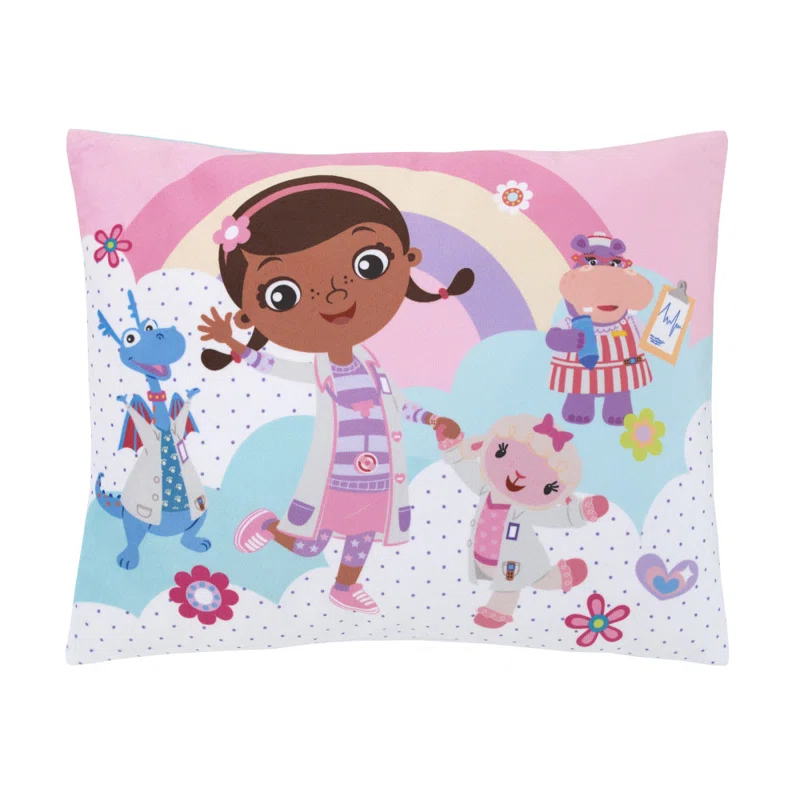 Disney NoJo Disney Doc McStuffins Cuddle Team Rainbows and Clouds Super Soft Toddler Pillow