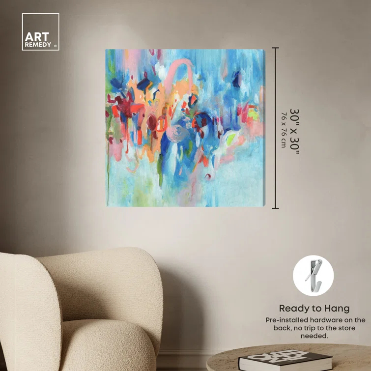 Art Remedy Art Remedy New Sky Framed Blue Abstract 1 Piece Canvas Wall Art 57079
