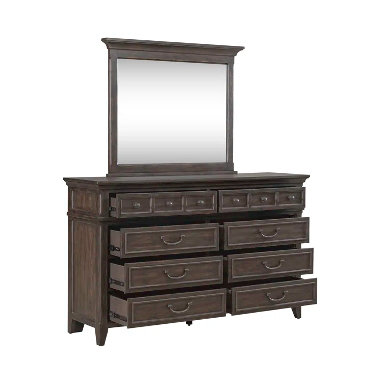 Canora Grey Trelawny Gaither Upholstered Bed, Dresser & Mirror, Chest, Night Stand