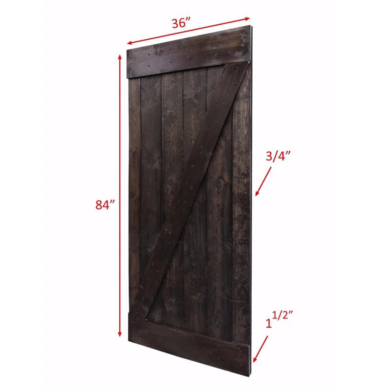 Calhome 84'' Solid Wood Paneled Painted without Installation Hardware Kit Barn Door