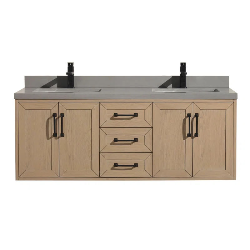 Ari Kitchen & Bath Venice 55'' Double Bathroom Vanity with Quartz Top