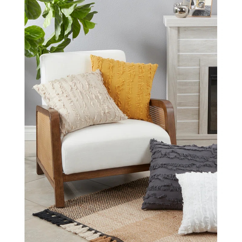 Isla Fringed Cotton Blend Throw Pillow