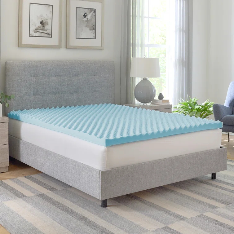 BodiPEDIC 2.5'' Gel Memory Foam Convoluted Mattress Topper