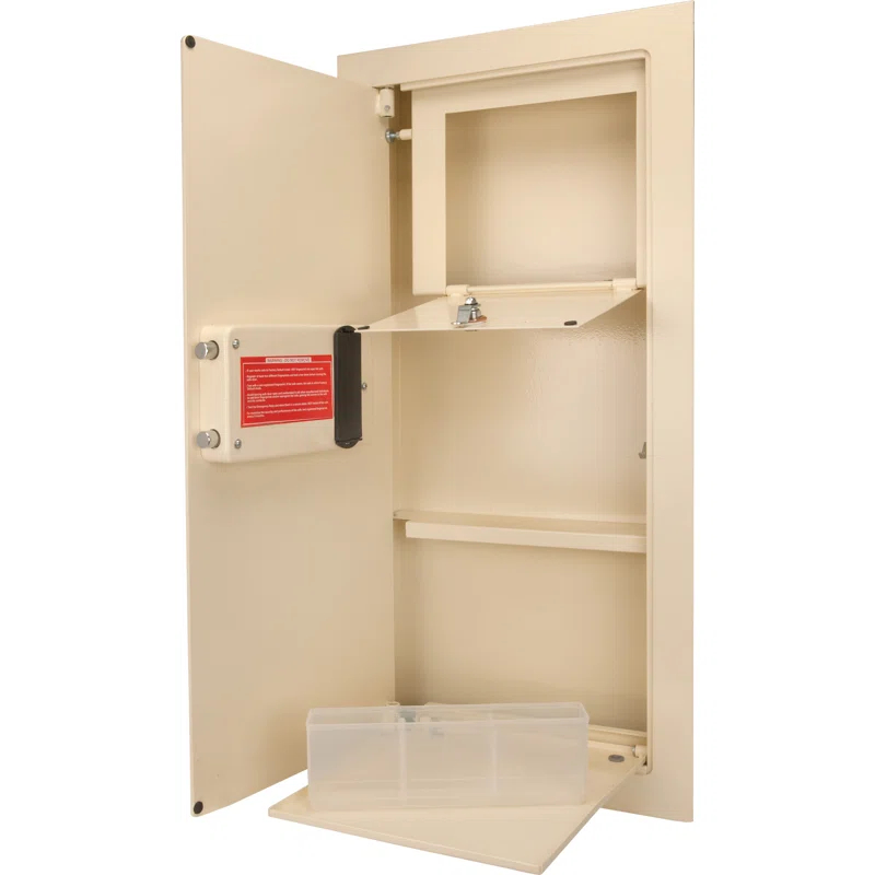 Barska 0.82 CUBIC FT LEFT OPEN BEIGE  BIOMETRIC WALL SAFE