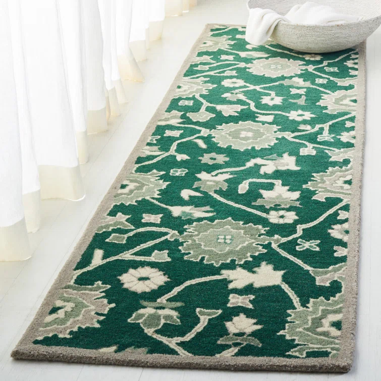 Lauren Ralph Lauren Lauren Ralph Lauren Hand Tufted Wool/Cotton Floral Rug in Dark Green/Ivory