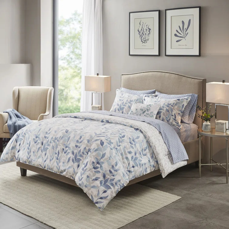 Madison Park Essentials Sofia Microfiber Reversible Comforter Set with Bed Sheets