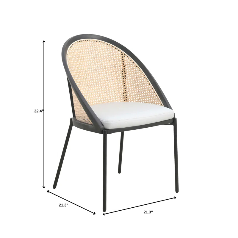 Bayou Breeze Upholstered Dining Chairs With Wicker Back And Stainless Steel Legs, Set Of 4 Caydyn (Set of 4)