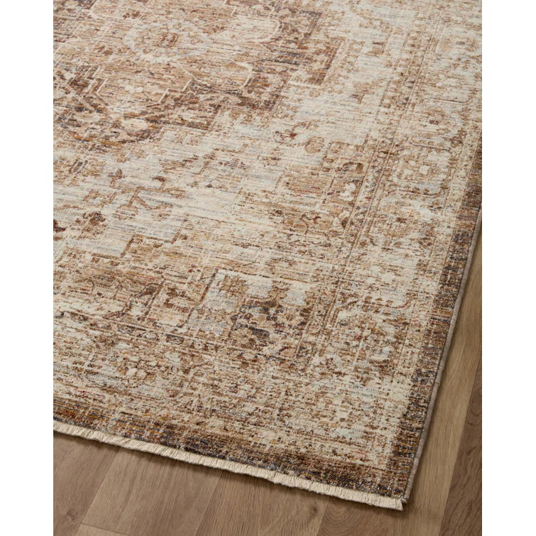 Loloi Rugs Sorrento Oriental Machine Made Power Loom Polyester Area Rug in Beige/Brown