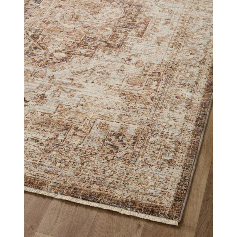 Loloi Rugs Sorrento Oriental Machine Made Power Loom Polyester Area Rug in Beige/Brown