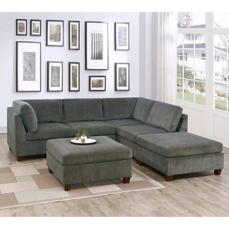 Simple Relax 6 Piece Chenille Modular Sectional Sofa