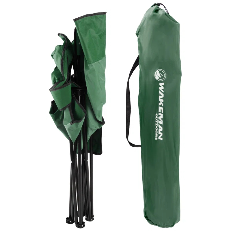 wakeman Wakeman Oversized Camping Chair with Cupholder and Cooler- Folding Chair with 300lb Capacity, Green