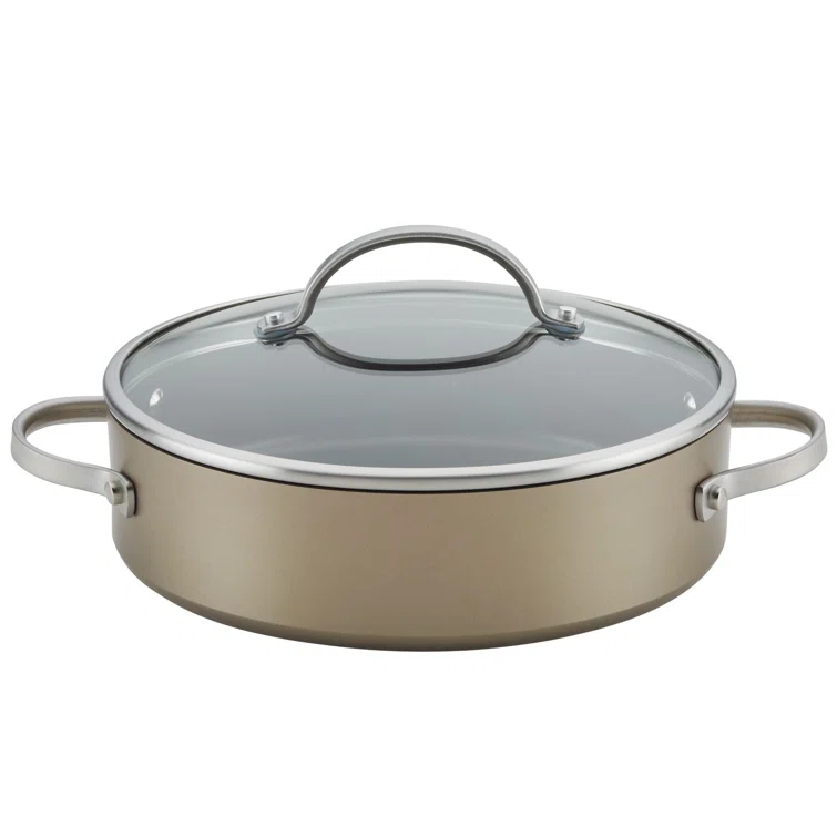 Anolon Advanced Home Hard Anodized Nonstick Cookware Set, Includes 3 -Quart Sauteuse with Lid and 9.5-Inch Frying Pan, 3 Piece - Bronze & Reviews | Wayfair
