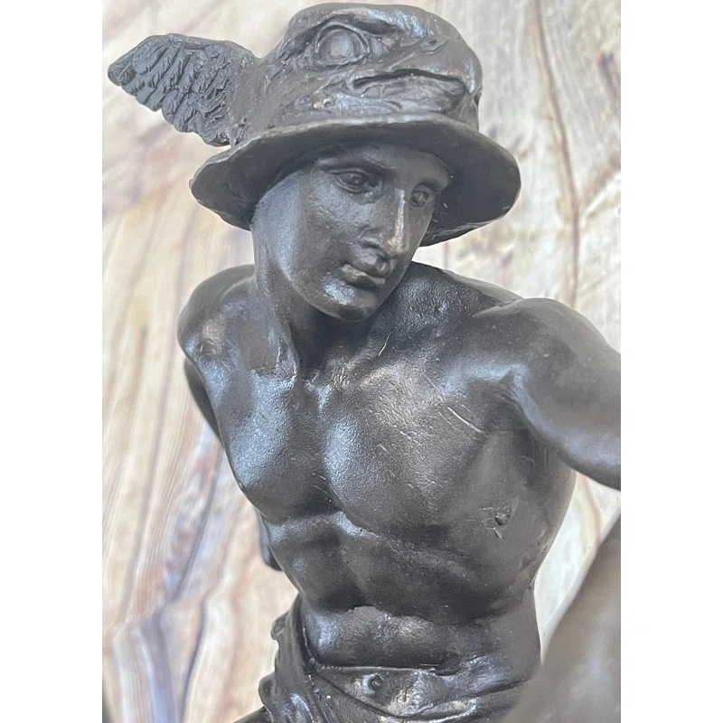Wildon Home® Mercury Hermes Greek God Messenger Giambologna Bronze Sculpture Statue 11.5" x 12"