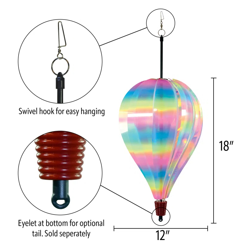 Striped Iridescent 10-panel Hot Air Balloon Spinner