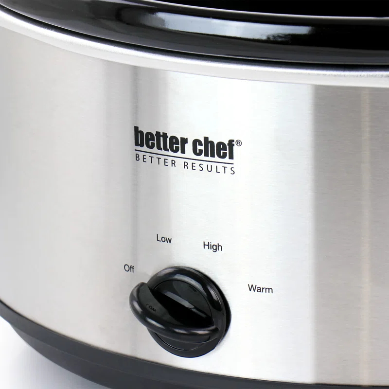 Better Chef 6 Quart Oval Slow Cooker with Removable Stoneware Crock in Stainless Steel