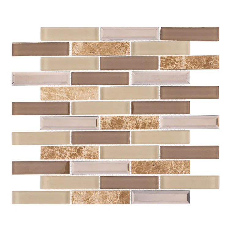 Andova Mergo 1" x 3" Beveled Marble Brick Joint Mosaic Kitchen Backsplash, Bathroom, Shower, Pool, Wall and Floor Tile