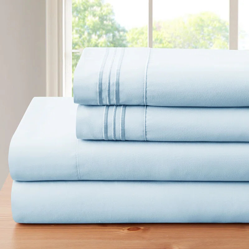 Bamboo Comfort Bamboo 1800 Thread Count 3 Line Embroidered Deep Pocket Sheet Set (4pc)