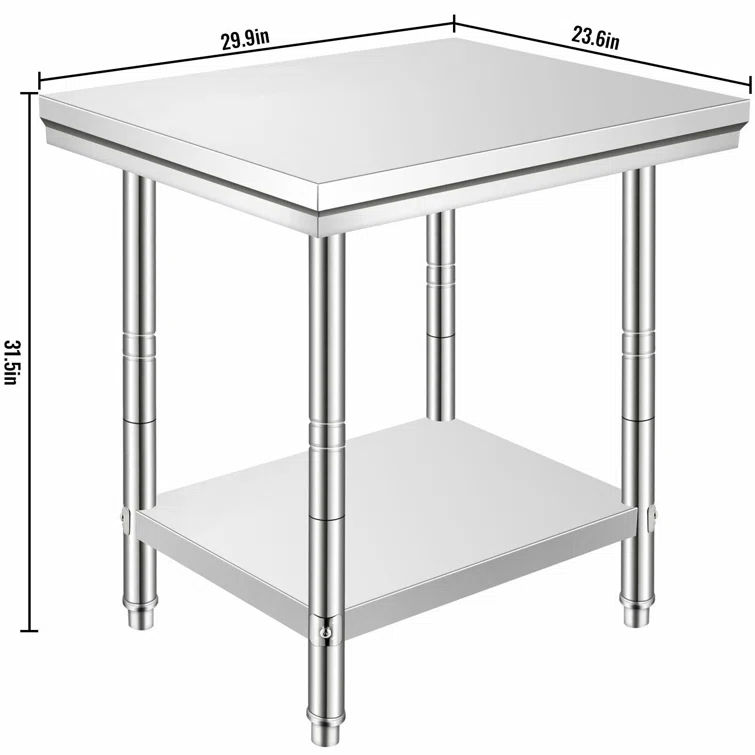VEVOR VEVOR Stainless Steel 24'' W x 31.5'' H Adjustable Work Table