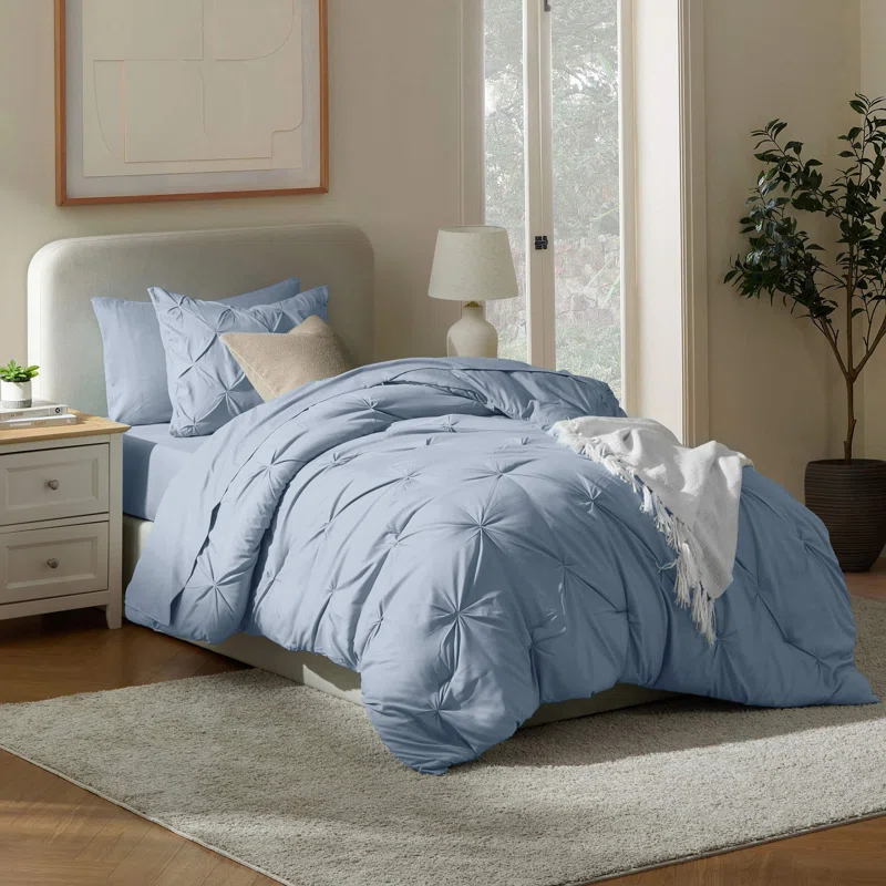 Nestl Bed-in-A-Bag Pleated Comforter Set with Bed Sheets