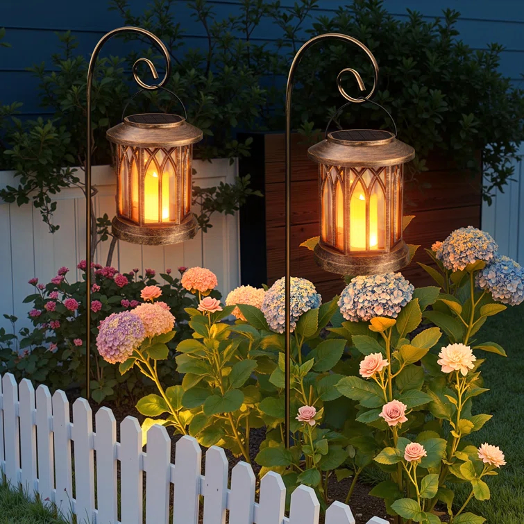 KOOPER Solar Lantern Outdoor Lights, Upgraded Flickering Candle Solar Lanterns Lights Outdoor Waterproof, Hanging Outdoor Solar Lanterns Lights, Solar Powered Lanterns For Yard Garden Decor (Set of 2)