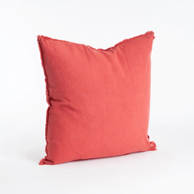 Saro Graciella Collection Linen Reversible Throw Pillow