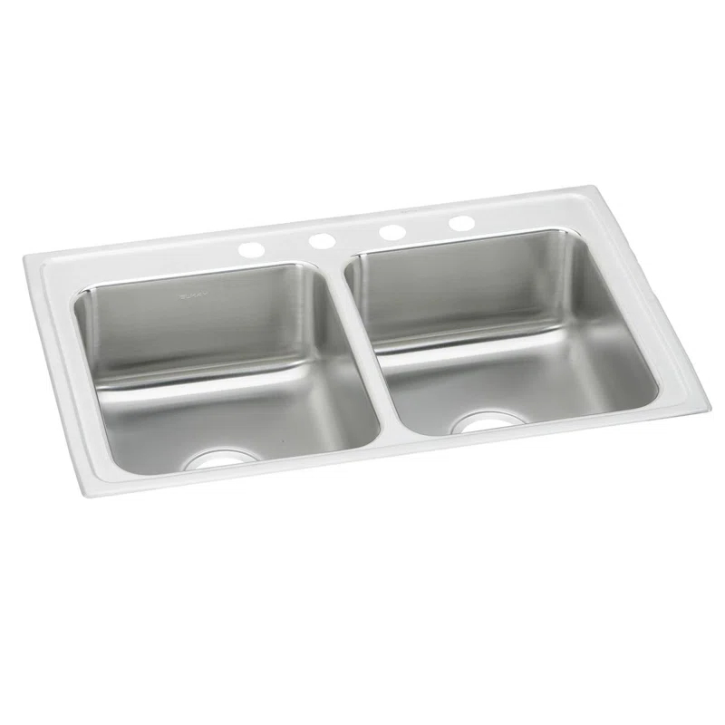 Elkay LR37221 Lustertone 37" L x 22" W Double Basin Drop-In Kitchen Sink