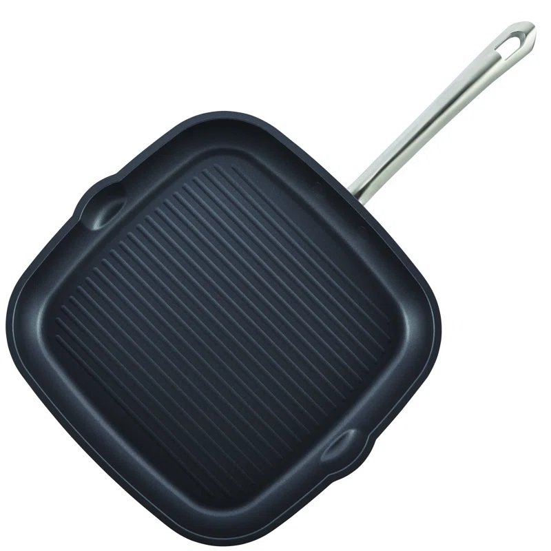 Anolon Accolade Forged Hard Anodized Nonstick Induction Square Stovetop Grill / Griddle Pan, 11 Inch, Moonstone