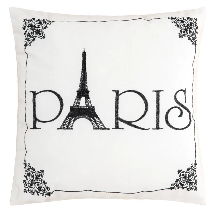 Paris Embroidered Throw Pillow