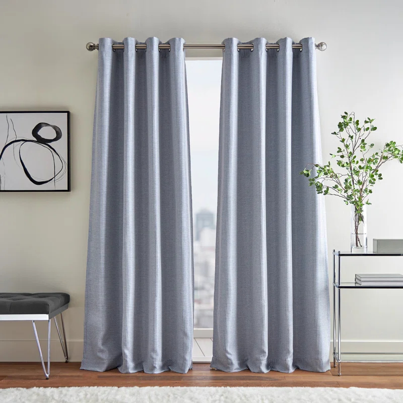 Martha Stewart Rivington Jacquard Room Darkening Lined Grommet Curtain Panels (Set of 2)