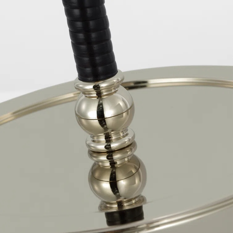 Adjustable Polished Nickel and Black Rattan Floor Lamp