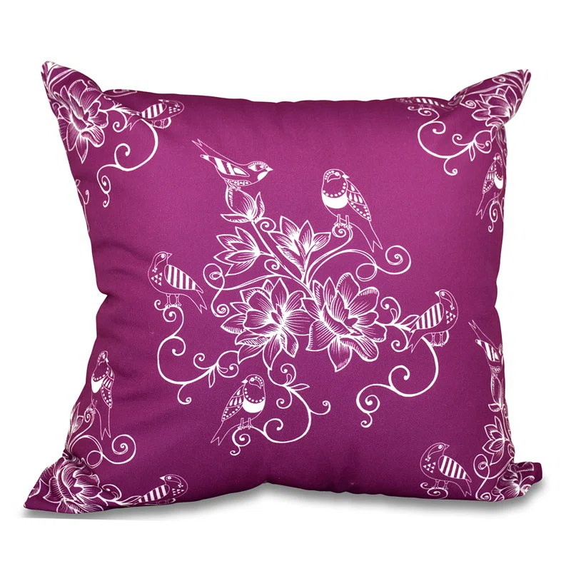 e by design Botanical Blooms Floral Indoor/Outdoor Reversible Throw Pillow