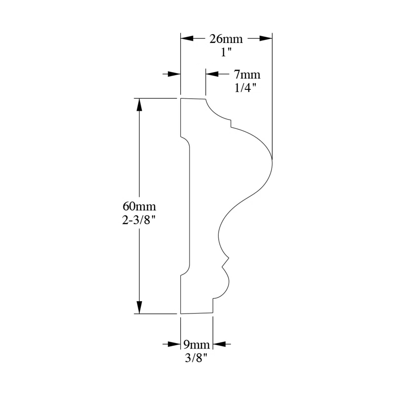 1 in D x 2-3/8 in W x 78-3/4 in L Primed White Plain Flexible Polyurethane Panel Moulding