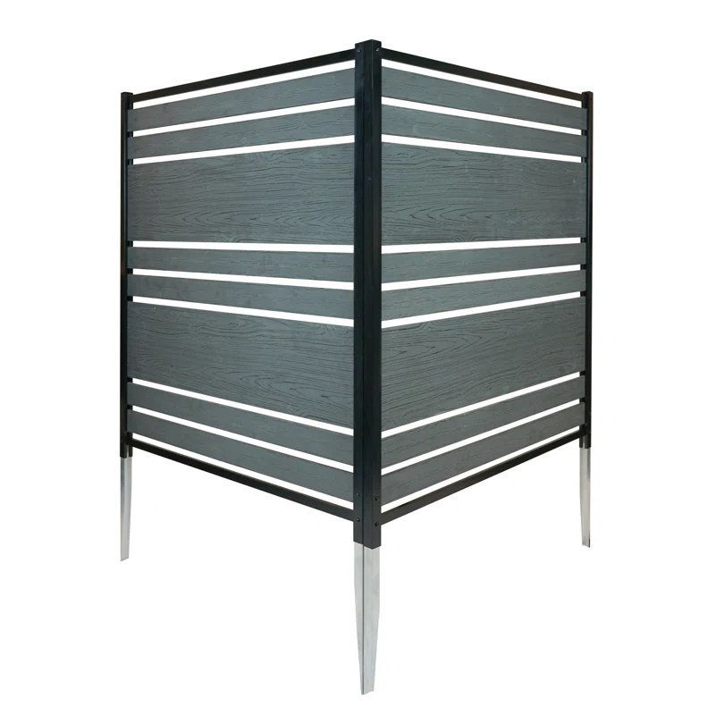 Enclo 48in H x 40in W (2 Panels) No Dig Enclo Vienna Charcoal Color Woodtek Privacy Screen, Outdoor Vinyl Privacy Fence Panel, Privacy Wall for Trash Cans & Air Conditioner Fence, Patio Privacy Screen, EC18018