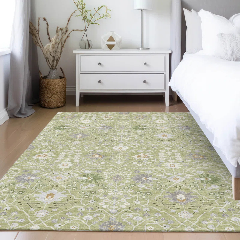 Machine Washable Indoor/Outdoor Chayden ACN1009 Aloe 2'3" x 7'6" Runner Rug