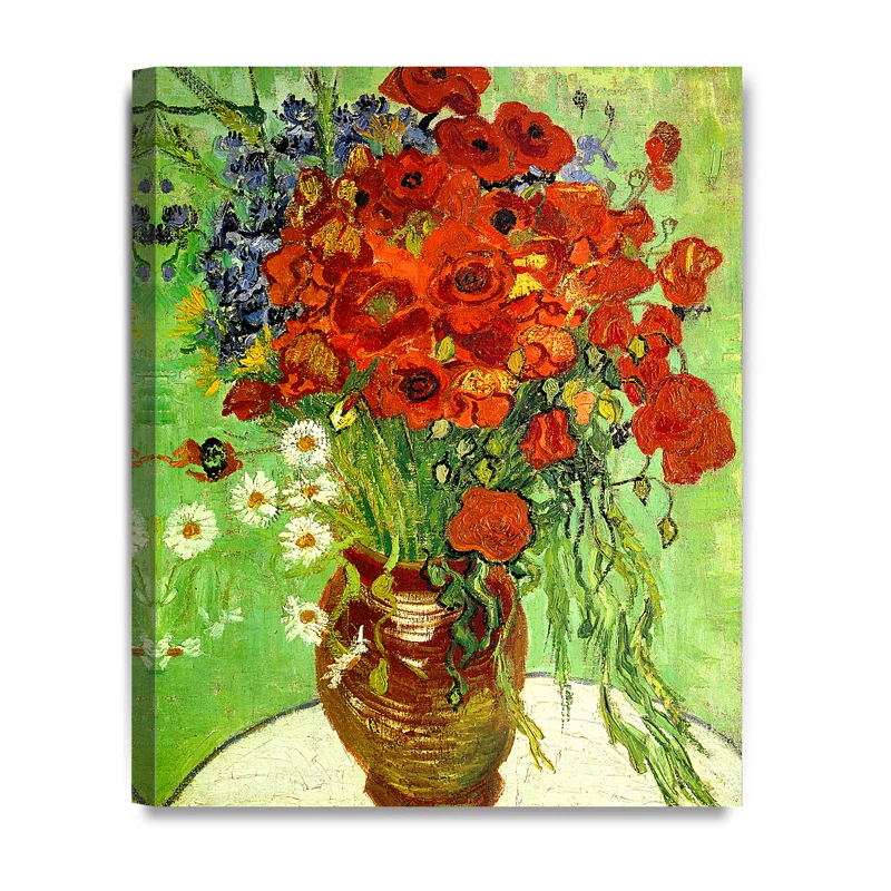 DECORARTS Red Poppies and Daisies, Vincent Van Gogh Art Reproduction. Giclee Canvas Prints Wall Art