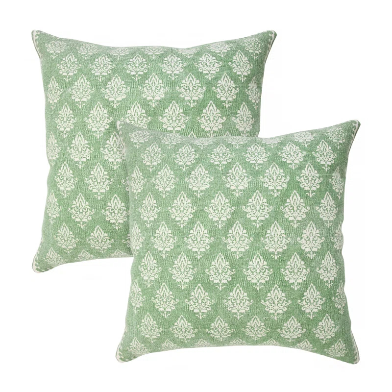 Classic Damask Stonewashed Handmade Cotton Throw Pillow Set