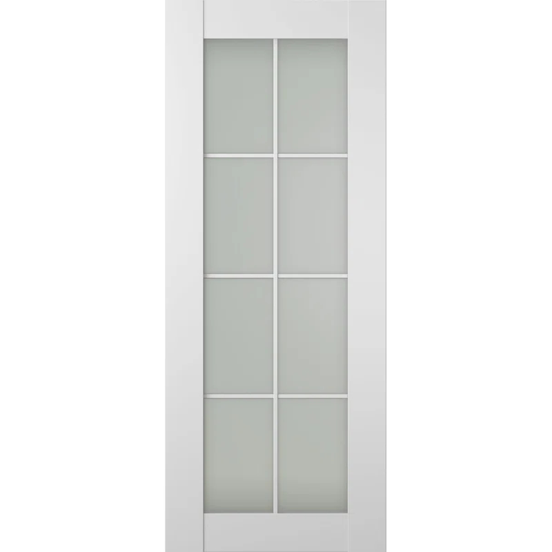 Belldinni Smart Pro 8 Lite Polar White Manufactured Wood and Frosted Glass Interior Door Slab