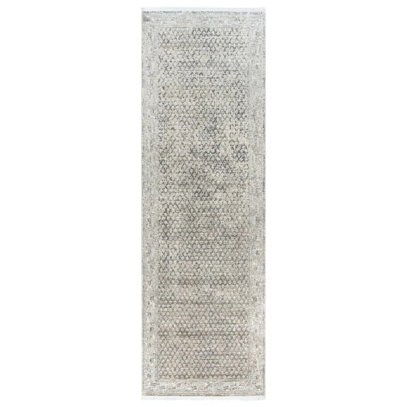 Gertmenian Florance Modica Transitional Oriental Border Floral Dark Gray High-Low Viscose/Acrylic Area Rug