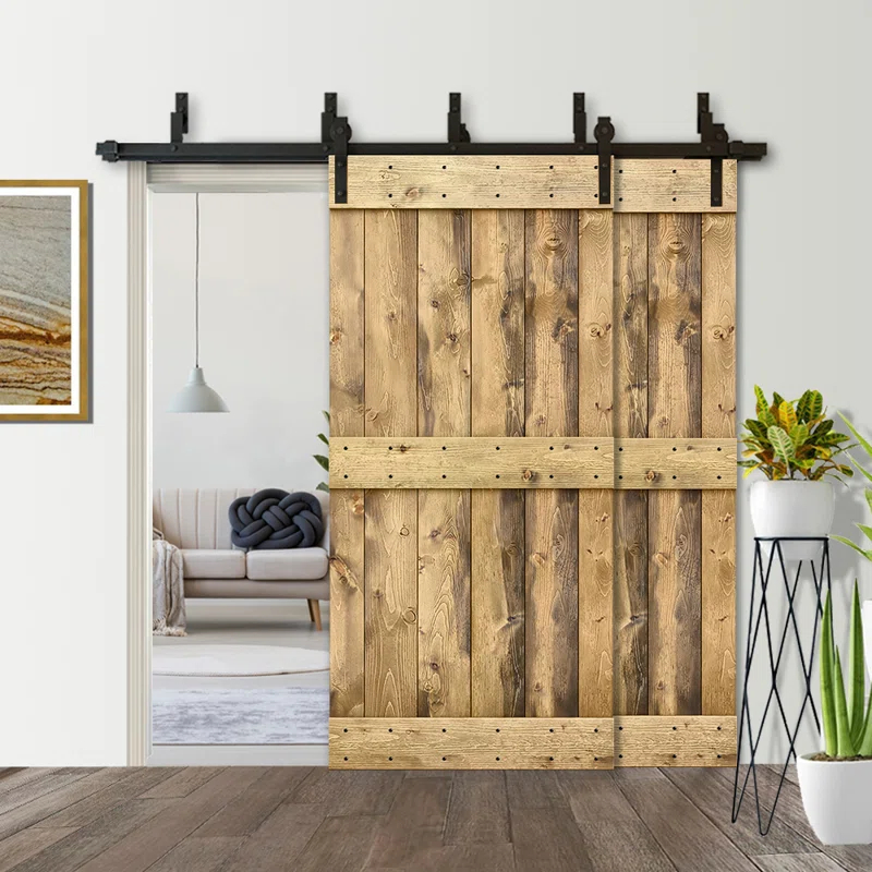 Calhome 84'' Solid Wood Paneled Painted with Installation Hardware Kit Barn Door
