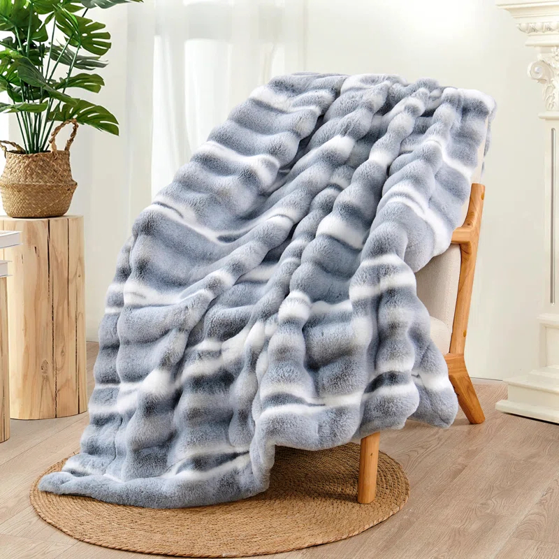 Home Soft Things Tip Dying Faux Fur Throw Blanket