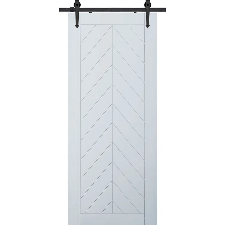 LTL Home Products Chevron PVC/Vinyl Millbrooke Barn Door with Installation Hardware Kit