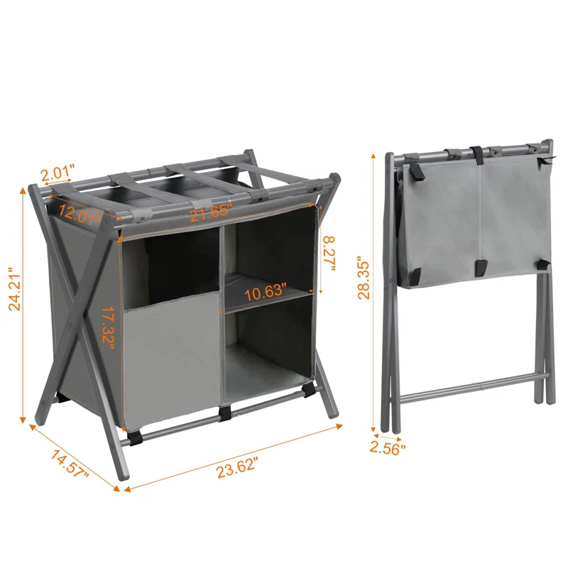 IFBECT Steel folding Luggage Rack with Laundry Bag