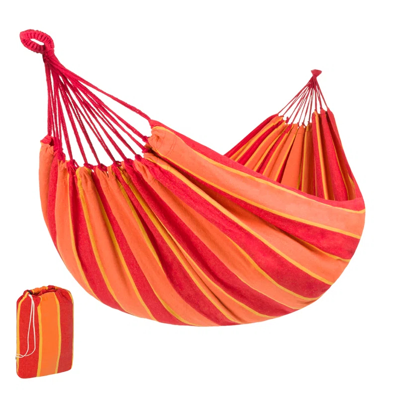 Kirkby 2-Person Brazilian-Style Cotton Double Hammock Bed w/ Portable Carrying Bag
