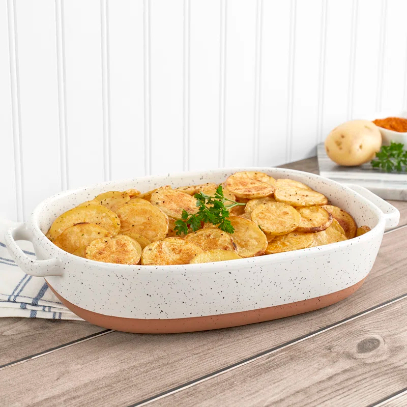 Denmark Tools for Cooks 2.4 Quart Stoneware Oval White Baker