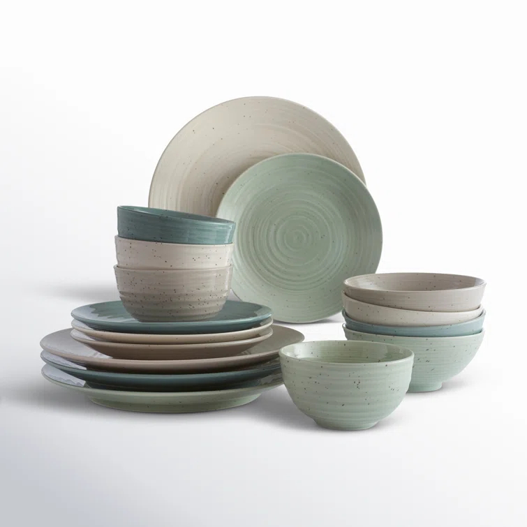 Siterra Artist's Blend Stoneware 16 Piece Dinnerware Set - Service for 4